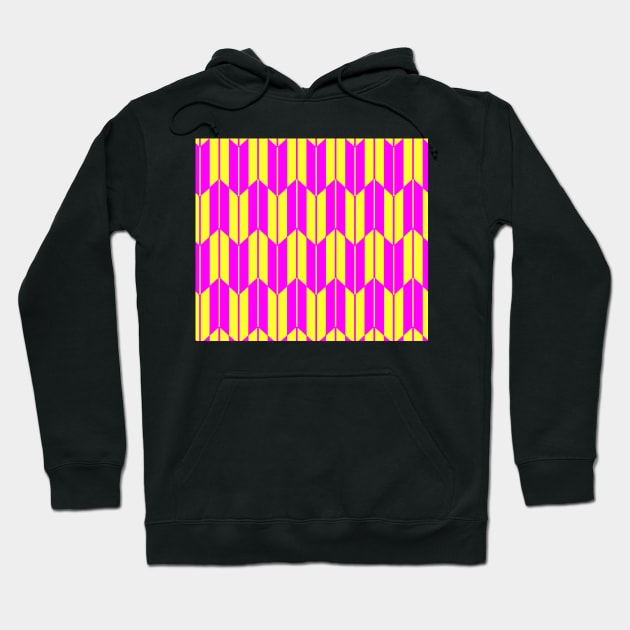 PINK YELLOW BROWN YABANE MOTIFS Antique Japanese Arrow Pattern Hoodie by BulganLumini